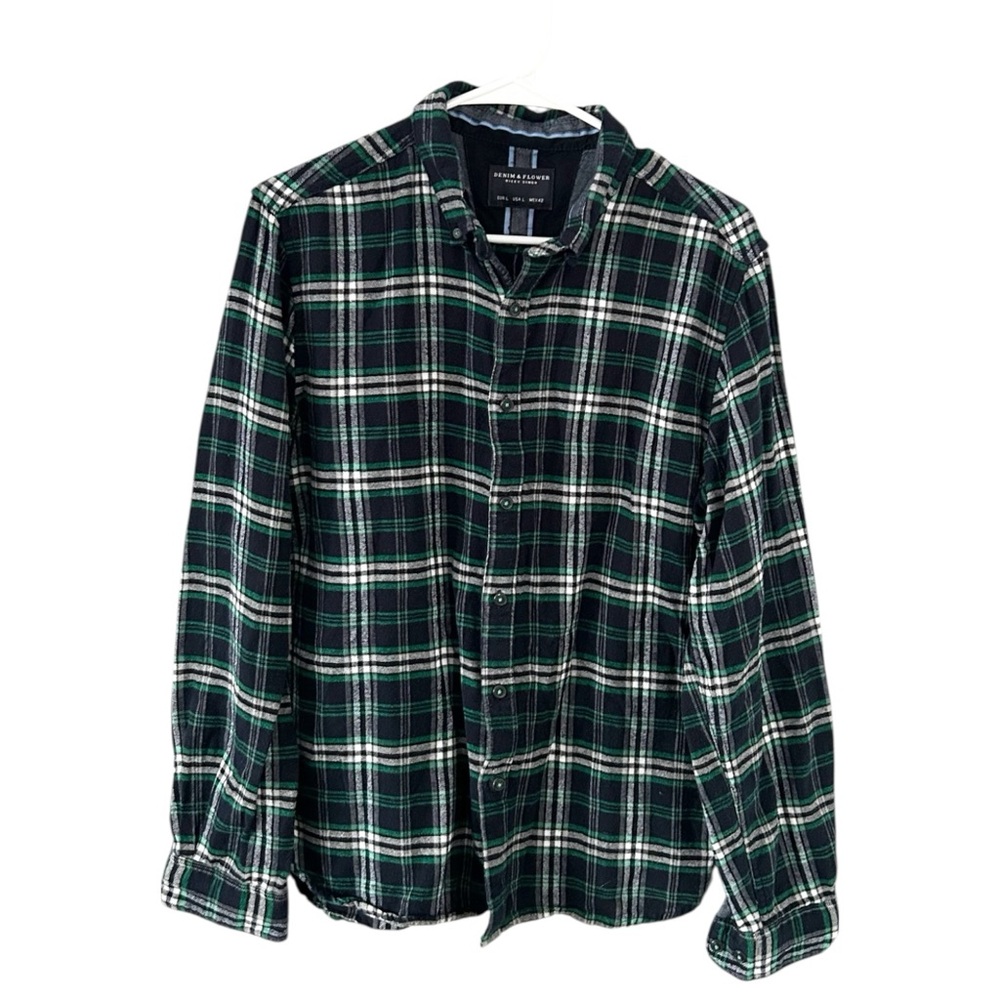 Denim & Flower Ricky Singh Green Flannel Shirt‎